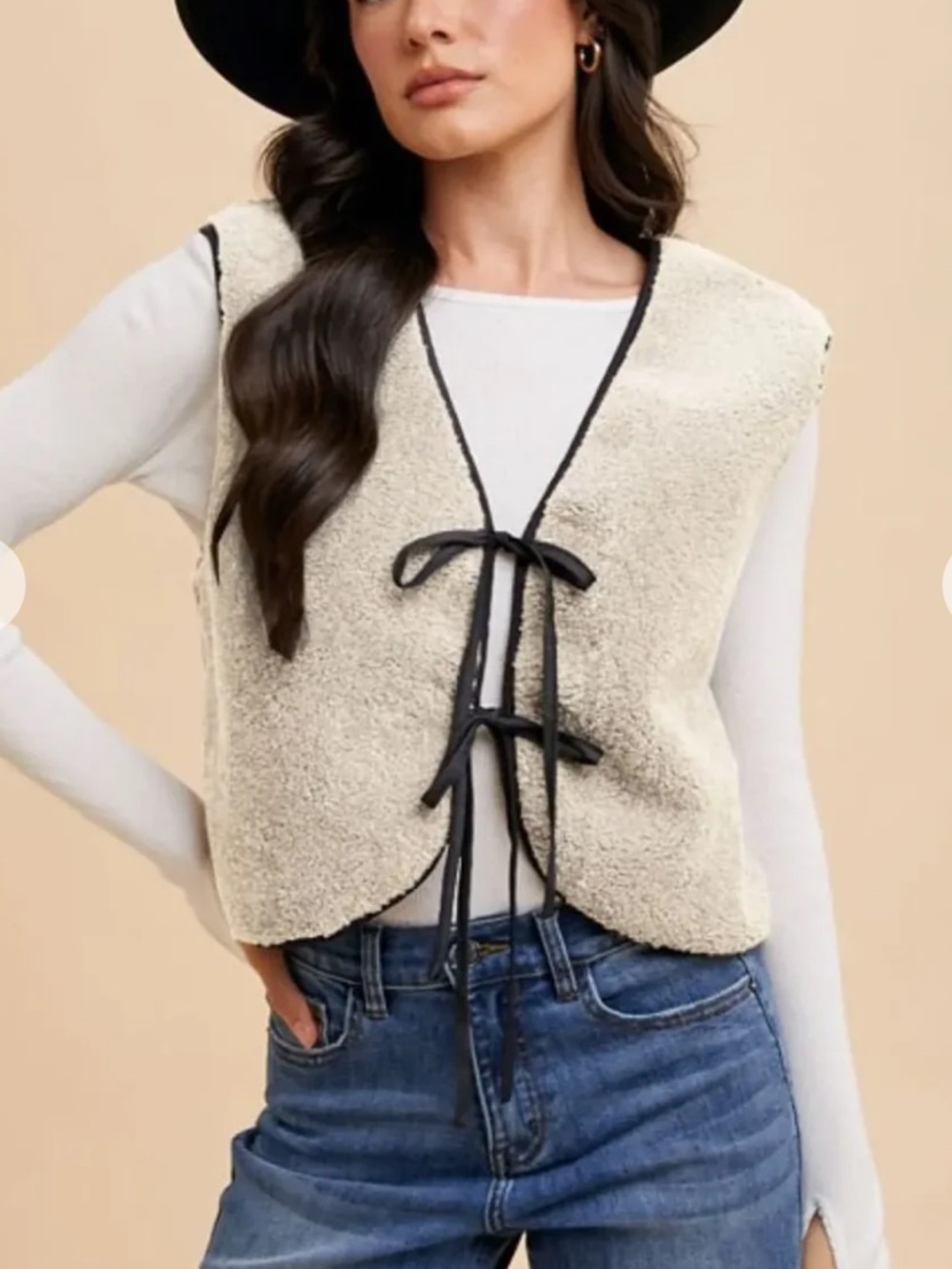 Annie Wear V-Neck Tie Detail Vest Coat XL